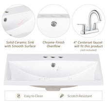Load image into Gallery viewer, Bathroom Vanity Top, Rectangular Undermount Sink With 3 Faucet Holes, 4" Centerset Compatible - White