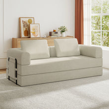 Load image into Gallery viewer, Convertible Sleeper Sofa Bed With Cylindrical Pillow, Fixed Shape Frame