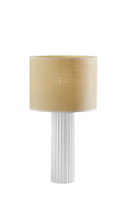 Load image into Gallery viewer, 24" Ceramic Cylinder Table Lamp With Beige Drum Shade - White