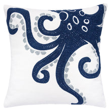 Load image into Gallery viewer, Octopus Patterned Pillow Cover With Matching Back - White