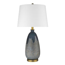 Load image into Gallery viewer, Concrete Table Lamp With Cream Empire Shade - Teal Blue