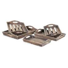 Load image into Gallery viewer, Rustic Wood Handmade Trays With Handles (Set of 5) - Brown