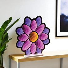 Load image into Gallery viewer, Flowers Tabletop Sign With LED - Purple / Pink / Yellow