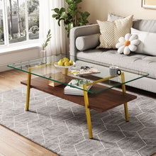 Load image into Gallery viewer, Rectangle Coffee Table, Tempered Glass Tabletop With Metal Legs, Modern Table For Living Room