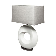 Load image into Gallery viewer, Geometric Table Lamp With Gray Shade - White
