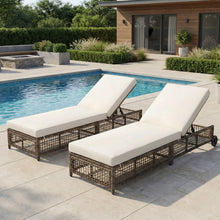 Load image into Gallery viewer, Outdoor Lounge Chair With 5 Position Backrest With Cushion And Wheels