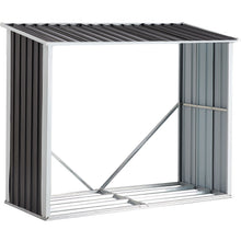 Load image into Gallery viewer, Log Storage Shed, Log Holder With Roof, Log Storage Shed, Firewood Rack For Backyard Garden Patio Porch, Anthracite Galvanized Steel - Black