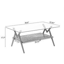 Load image into Gallery viewer, Rectangle Coffee Table With Tempered Glass Top And Shelf, Modern Table For Living Room