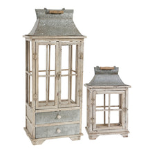 Load image into Gallery viewer, Wooden Candle Lantern Decorative, Hurricane Lantern Holder Decor For Indoor Outdoor, Home Garden Wedding - Ivory