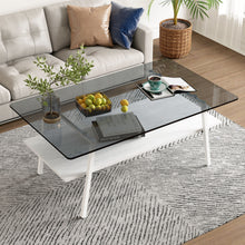 Load image into Gallery viewer, Rectangle Coffee Table, Tempered Glass Tabletop With Metal Legs