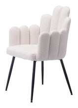 Load image into Gallery viewer, Upholstered Faux Fur Slat Back Dining Arm Chairs (Set of 2) - Ivory / Black