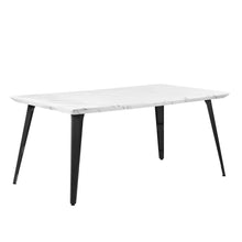 Load image into Gallery viewer, 63" Faux Marble And Metal Dining Table - White