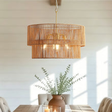 Load image into Gallery viewer, Chandelier, 2 Tier Boho Wabi Sabi Pendant Light, Hanging Ceiling Lamp - Gold