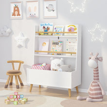 Load image into Gallery viewer, Bookshelf , Book Organizer With Toy Storage - White