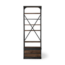 Load image into Gallery viewer, Five Tier Bookcase With Two Drawers - Black