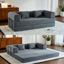 Load image into Gallery viewer, Convertible Sleeper Sofa Bed With Cylindrical Pillow, With Fixed Shape Frame