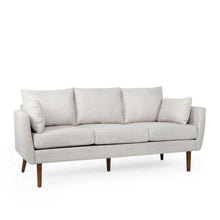 Load image into Gallery viewer, Diaphanous - Upholstered 3 Seater Sofa With 2 Accent Pillows And Wood Legs