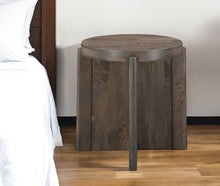 Load image into Gallery viewer, 24" Solid Wood Round Cross Leg End Table - Brown