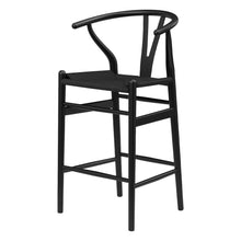 Load image into Gallery viewer, 27" Mid-Century Solid Wood Counter Height Bar Chair - Black