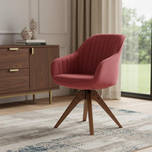 Load image into Gallery viewer, Fabric And Natural Swivel Arm Chair 23" - Red