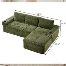 Load image into Gallery viewer, Cloud Sectional Couch, Modular Sectional Sofa With Deep Seat, Boneless Couches With L-Shape Chaise For Living Room - Green