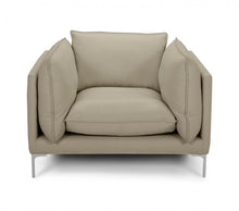 Load image into Gallery viewer, Top Grain Leather Arm Chair - Taupe And Silver