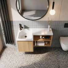 Load image into Gallery viewer, L-Shaped Wall Mounte Floating Bathroom Vanity With Integrated Sink