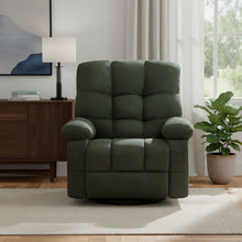 Load image into Gallery viewer, Tufted Chenille Rocker Swivel Heated Massage Manual Recliner With USB - Dark Green