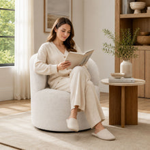 Load image into Gallery viewer, Upholstered Barrel Accent Chair For Living Room - White