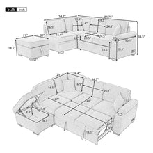 Load image into Gallery viewer, Sleeper Sofa Bed, 2 In 1 Pull Out Sofa Bed L Shape Couch With Storage Ottoman For Living Room, Bedroom Couch And Small Apartment