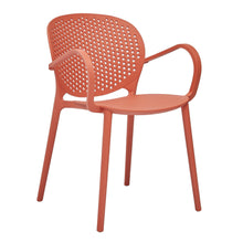 Load image into Gallery viewer, Heavy Duty Plastic Partially Open Back Dining Arm Chairs (Set of 4) - Orange
