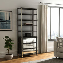 Load image into Gallery viewer, Mirrored Four Tier Bookcase With Three Drawers - Dark Brown