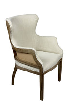 Load image into Gallery viewer, Fabric And Solid Wood Dining Arm Chair - Ivory / Brown