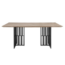 Load image into Gallery viewer, Wood Iron Double Pedestal Base Dining Table - Oak / Black