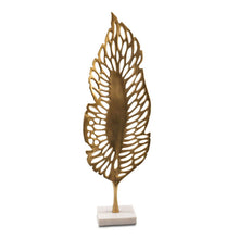Load image into Gallery viewer, Marble Leaf Tabletop Sculpture - Gold / White