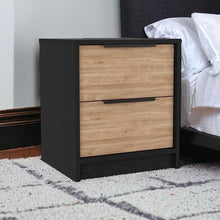 Load image into Gallery viewer, 19" Two Drawer Faux Wood Nightstand - Black / Light Brown