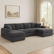 Load image into Gallery viewer, 3 Piece Corduroy Double Chaise Sectional Sofa