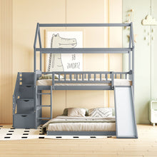 Load image into Gallery viewer, House Bunk Bed With Slide