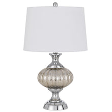 Load image into Gallery viewer, Metal Table Lamp With White Empire Shade - Silver Metallic