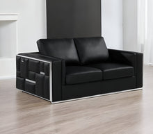 Load image into Gallery viewer, Metallic Leather Loveseat - Silver / Black
