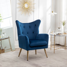 Load image into Gallery viewer, Sovarol - Velvet Button-Tufted Wing Back Accent Chair - Blue
