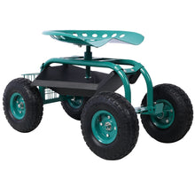 Load image into Gallery viewer, Rolling Garden Scooter Cart Seat With Wheels, 360 Swivel Seat, Tool Tray
