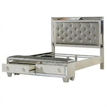 Load image into Gallery viewer, Glamorous Tufted Headboard Bed With Mirror Trim