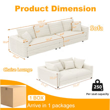 Load image into Gallery viewer, 4 Seat Sofa, Modern Comfy Upholstered Sofa Cloud Couch, Deep Seat Couches With Soft Pillows