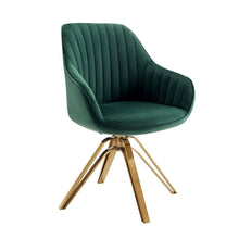 Load image into Gallery viewer, Velvet And Gold Swivel Arm Chair 23" - Green