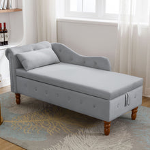 Load image into Gallery viewer, Chaise Lounge Indoor, Lounge Chair For Bedroom With Storage & Pillow, Modern Upholstered Rolled Arm Chase Lounge For Sleeping With Nailhead Trim For Living Room Bedroom Office