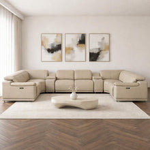 Load image into Gallery viewer, Leather Modular U-Shaped 8 Piece Corner Sectional With Console - Beige