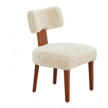Load image into Gallery viewer, Faux Fur Solid Wood Dining Side Chairs (Set of 2) - Ivory / Brown