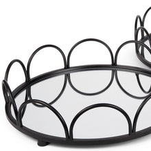 Load image into Gallery viewer, Metal Mirrored Glass Vanity Trays (Set of 2) - Black / Silver
