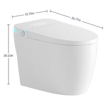 Load image into Gallery viewer, Tankless Smart Toilet With Bidet Built In, 1 Piece Bidet Toilet Seat, Auto Flush, Heated Seat, Warm Water And Dry, Adjustable Temp, Remote Control Side Know - White